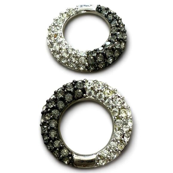 Nolan Miller Vintage Ombre Rhinestone Circle Earrings – Signed Designer Glam - Picture 3 of 17